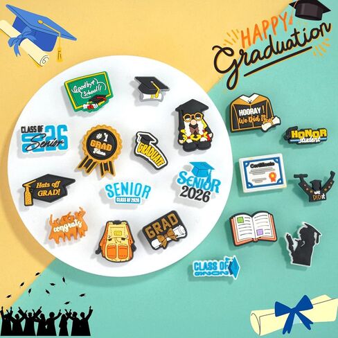 Class of 2026 Graduation Charms Set, Senior Graduation Decorative Accessories with Cap, Diploma and Congrats Designs, Gifts for Graduates and Celebrations in Saudi Arabia