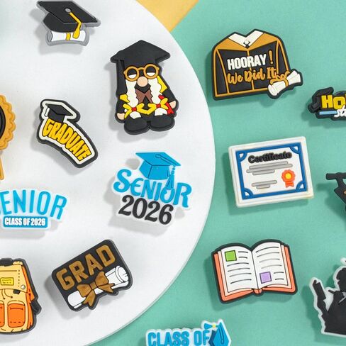 Class of 2026 Graduation Charms Set, Senior Graduation Decorative Accessories with Cap, Diploma and Congrats Designs, Gifts for Graduates and Celebrations in Saudi Arabia