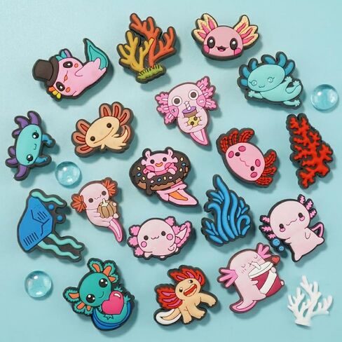 Axolotl Shoe Charms, Kawaii Cartoon Animal Sneaker Decorations, Pink, Cute Accessories, Unique Gifts in Saudi Arabia