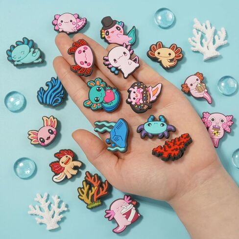 Axolotl Shoe Charms, Kawaii Cartoon Animal Sneaker Decorations, Pink, Cute Accessories, Unique Gifts in Saudi Arabia