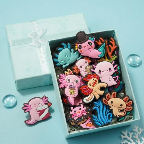 Axolotl Shoe Charms, Kawaii Cartoon Animal Sneaker Decorations, Pink, Cute Accessories, Unique Gifts in Saudi Arabia