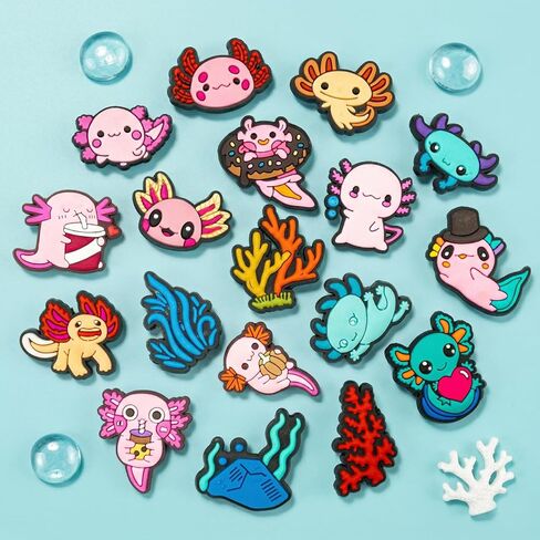 Axolotl Shoe Charms, Kawaii Cartoon Animal Sneaker Decorations, Pink, Cute Accessories, Unique Gifts in Saudi Arabia