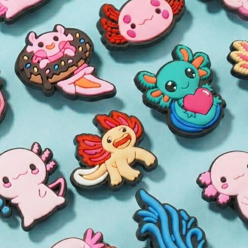 Axolotl Shoe Charms, Kawaii Cartoon Animal Sneaker Decorations, Pink, Cute Accessories, Unique Gifts in Saudi Arabia