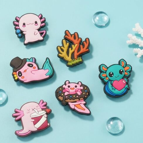 Axolotl Shoe Charms, Kawaii Cartoon Animal Sneaker Decorations, Pink, Cute Accessories, Unique Gifts in Saudi Arabia