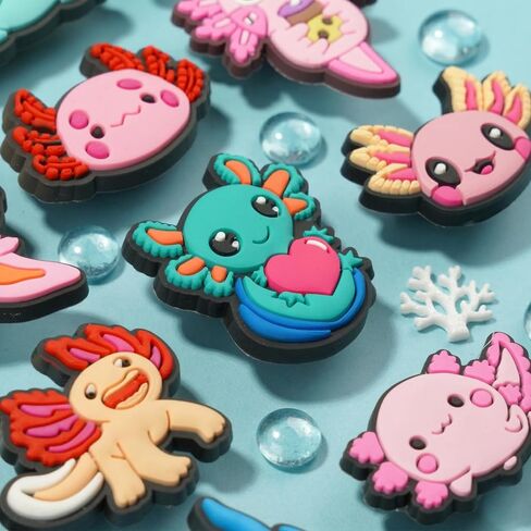 Axolotl Shoe Charms, Kawaii Cartoon Animal Sneaker Decorations, Pink, Cute Accessories, Unique Gifts in Saudi Arabia