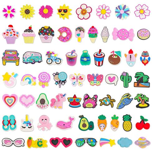 60 PCS Cartoon Shoe Charms for K-pop Cute Shoe Decoration Charms for Clog Sandals, Shoe Accessories Charms for Women Adults in Saudi Arabia