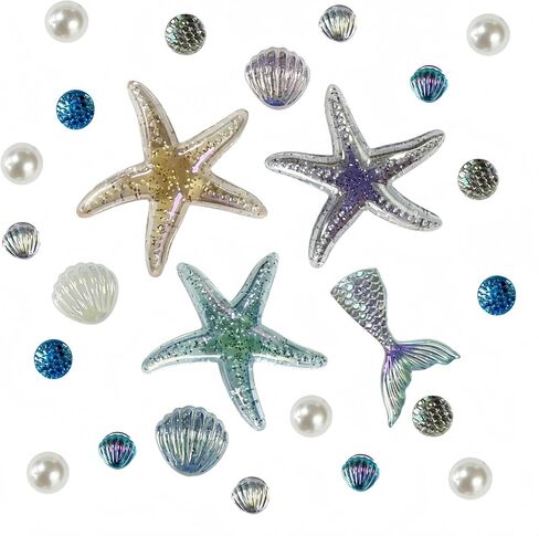 25Pcs Summer Beach Shoe Charms for Clog Sandals, Starfish, Shell, Mermaid tail, Pearl Charms Accessories, DIY Shoe Decoration Charms for Women in Saudi Arabia