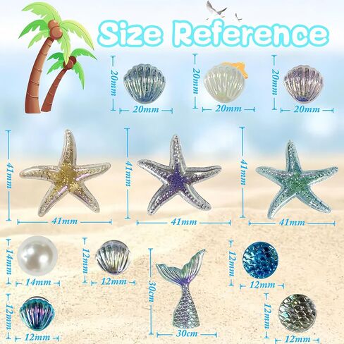 25Pcs Summer Beach Shoe Charms for Clog Sandals, Starfish, Shell, Mermaid tail, Pearl Charms Accessories, DIY Shoe Decoration Charms for Women in Saudi Arabia