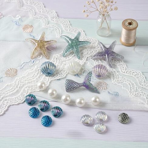 25Pcs Summer Beach Shoe Charms for Clog Sandals, Starfish, Shell, Mermaid tail, Pearl Charms Accessories, DIY Shoe Decoration Charms for Women in Saudi Arabia