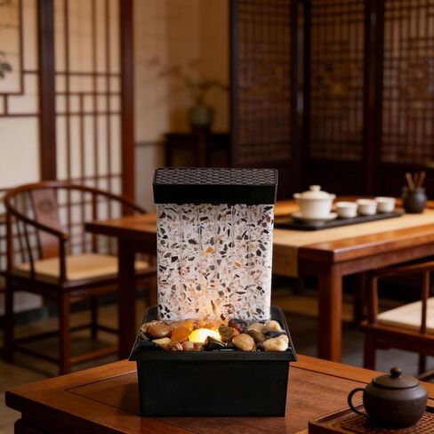 Mini Tabletop Water Fountain with LED Light & Powerful Pump – USB Powered Desktop Decor for Home, Office, and Tea Room in Saudi Arabia