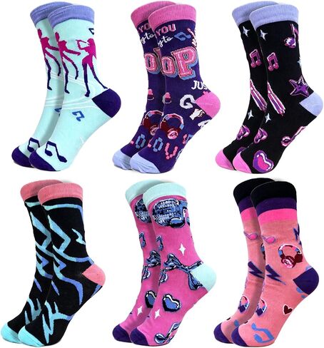 6 Pairs Kpop Party Favors Bulk K-pop Socks Bulk for Women Girls Fans Kpop Birthday Party Supplies Music Friendship Gifts K-pop Themed Gifts in Saudi Arabia