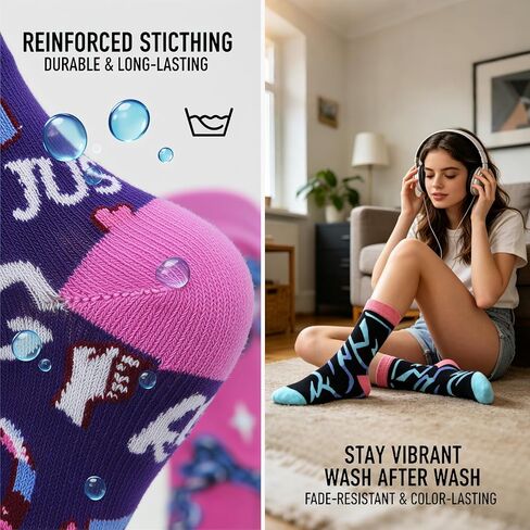6 Pairs Kpop Party Favors Bulk K-pop Socks Bulk for Women Girls Fans Kpop Birthday Party Supplies Music Friendship Gifts K-pop Themed Gifts in Saudi Arabia