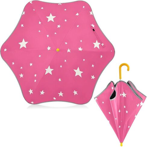 ALAZA Wgute Stars Pink Umbrella for Kid's Toddler Boys Girls Folding Umbrella,Easy Open/Close, UV Protection Portable, Anti-rebound Safe Design Compact,Lightweight in Kuwait
