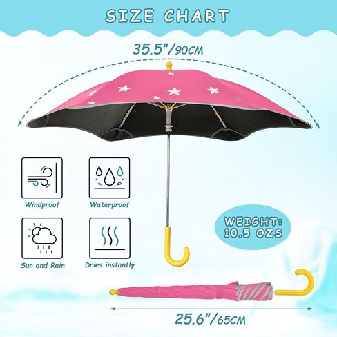 ALAZA Wgute Stars Pink Umbrella for Kid's Toddler Boys Girls Folding Umbrella,Easy Open/Close, UV Protection Portable, Anti-rebound Safe Design Compact,Lightweight in Kuwait