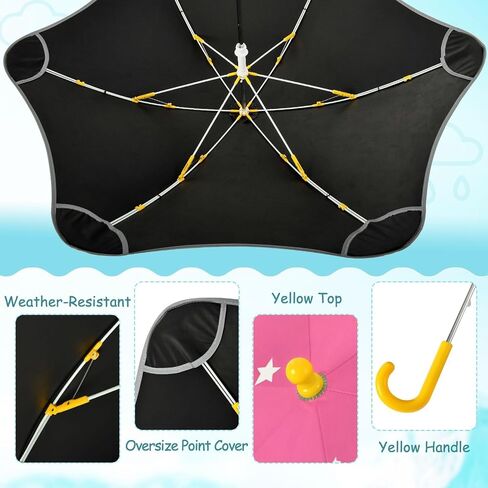 ALAZA Wgute Stars Pink Umbrella for Kid's Toddler Boys Girls Folding Umbrella,Easy Open/Close, UV Protection Portable, Anti-rebound Safe Design Compact,Lightweight in Kuwait