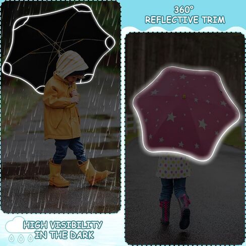 ALAZA Wgute Stars Pink Umbrella for Kid's Toddler Boys Girls Folding Umbrella,Easy Open/Close, UV Protection Portable, Anti-rebound Safe Design Compact,Lightweight in Kuwait