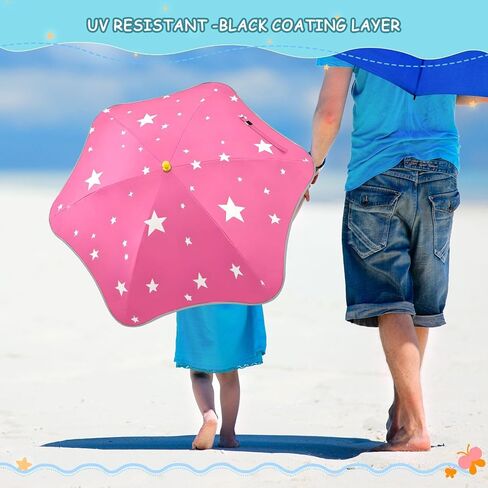 ALAZA Wgute Stars Pink Umbrella for Kid's Toddler Boys Girls Folding Umbrella,Easy Open/Close, UV Protection Portable, Anti-rebound Safe Design Compact,Lightweight in Kuwait