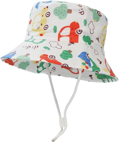Baby Sun Hat Cute Cartoon Toddler Baby Bucket Hat Summer Beach Hats for 6M-8Y Boys & Girls Sun Protection in Saudi Arabia