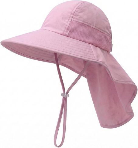 Toddler Sun Hat Kids Bucket Hat UPF 50+ Wide Brim Neck Flap - Adjustable Baby Beach Hat Summer Play Essentials in Saudi Arabia