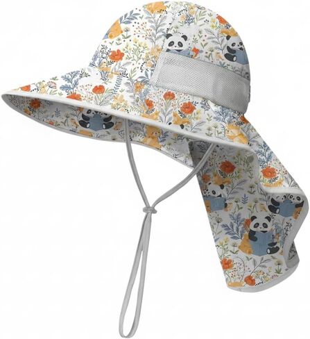 Toddler Sun Hat Kids Bucket Hat UPF 50+ Wide Brim Neck Flap - Adjustable Baby Beach Hat Summer Play Essentials in Saudi Arabia