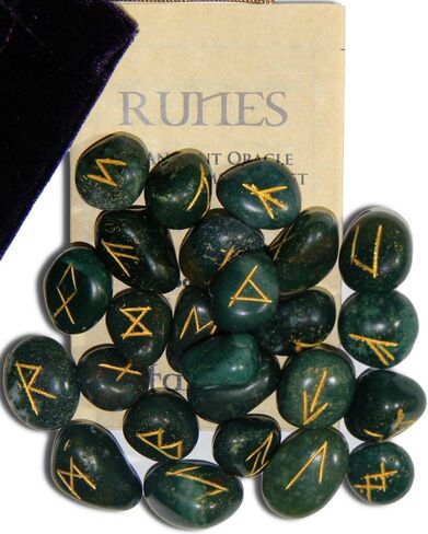 Blood Stone Energy Work Gemstone Runes with Engraved Lettering, Instruction Leaflet and Velvet Pouch in Saudi Arabia