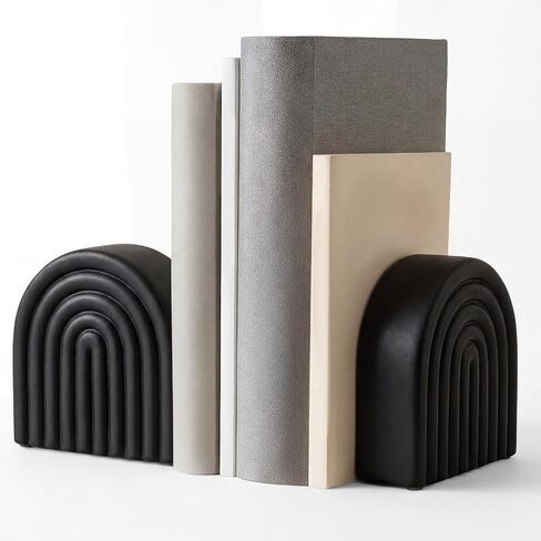 Soft Coral 2 Pcs Boho Arch Concrete Bookends for Shelves Decorative Book Holder Stopper with Anti Slip Pads for Heavy Books Home Office Aesthetic Library Decor (Rainbow) in Kuwait