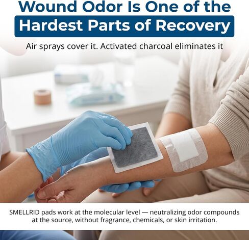 SMELLRID Activated Charcoal Odor Absorber Pads – 12 Unscented Adhesive (4"x4") Charcoal Pads for Body Odor, Flatulence & Personal Care Environments – 100% Coconut Shell Carbon in Saudi Arabia