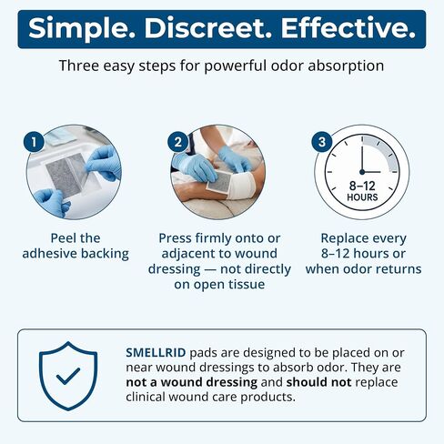 SMELLRID Activated Charcoal Odor Absorber Pads – 12 Unscented Adhesive (4"x4") Charcoal Pads for Body Odor, Flatulence & Personal Care Environments – 100% Coconut Shell Carbon in Saudi Arabia