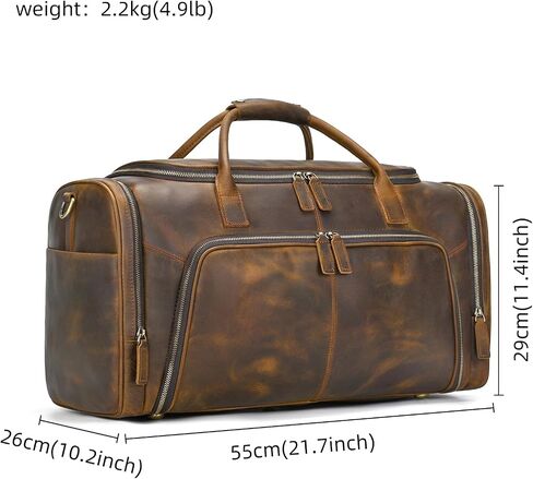 Full Grain Cowhide Leather Gym Duffle Weekender Overnight Travel Duffel Bag For Men in Saudi Arabia
