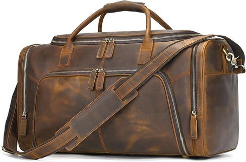 Full Grain Cowhide Leather Gym Duffle Weekender Overnight Travel Duffel Bag For Men in Saudi Arabia