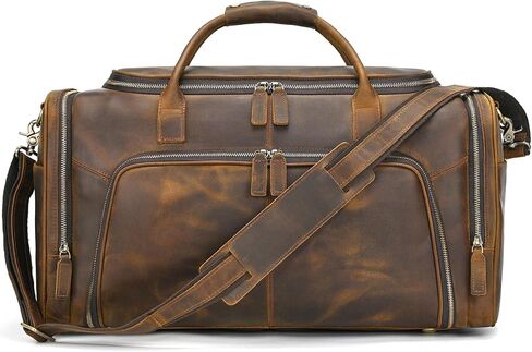 Full Grain Cowhide Leather Gym Duffle Weekender Overnight Travel Duffel Bag For Men in Saudi Arabia