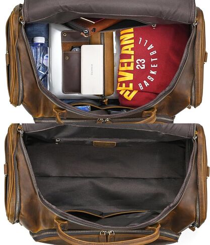 Full Grain Cowhide Leather Gym Duffle Weekender Overnight Travel Duffel Bag For Men in Saudi Arabia