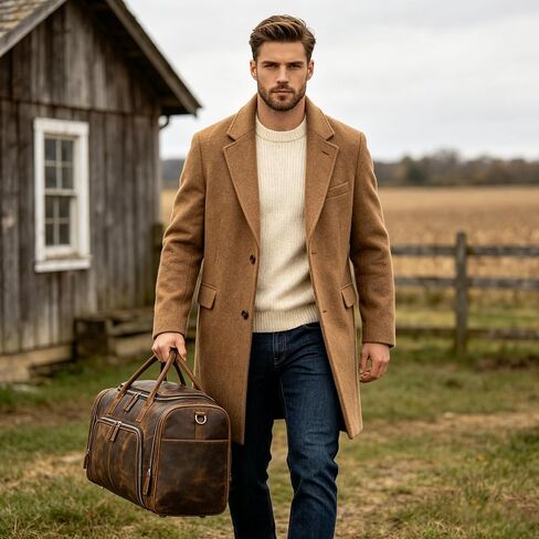 Full Grain Cowhide Leather Gym Duffle Weekender Overnight Travel Duffel Bag For Men in Saudi Arabia