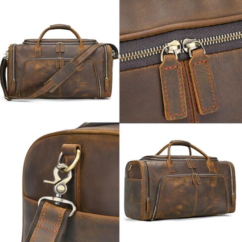 Full Grain Cowhide Leather Gym Duffle Weekender Overnight Travel Duffel Bag For Men in Saudi Arabia