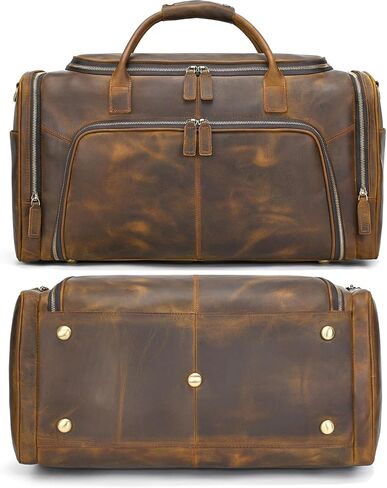 Full Grain Cowhide Leather Gym Duffle Weekender Overnight Travel Duffel Bag For Men in Saudi Arabia