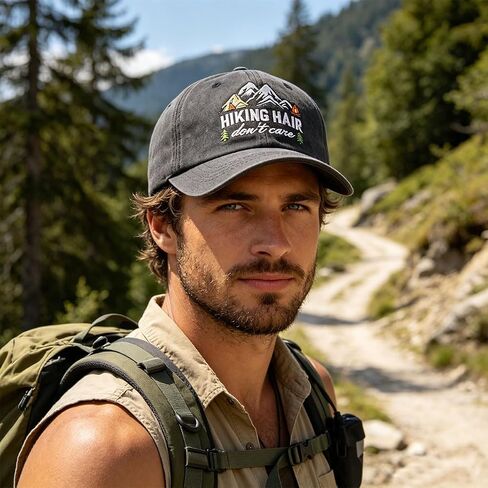 Mountain Tree Hiking Hair Don't Hat for Men Women, Funny Adjustable Embroidered Outdoor Hiking Camping Sun Baseball Cap in Saudi Arabia
