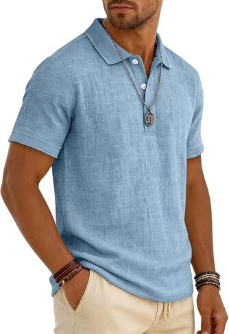 Men's 2026 Cotton Polo Shirt Short Sleeve Casual Summer Shirts Classic Collared Golf Shirt in Kuwait
