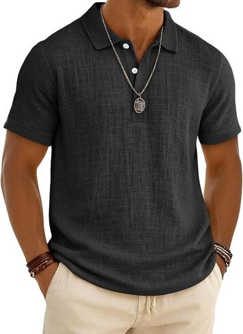 Men's 2026 Cotton Polo Shirt Short Sleeve Casual Summer Shirts Classic Collared Golf Shirt in Kuwait
