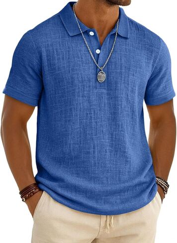 Men's 2026 Cotton Polo Shirt Short Sleeve Casual Summer Shirts Classic Collared Golf Shirt in Kuwait