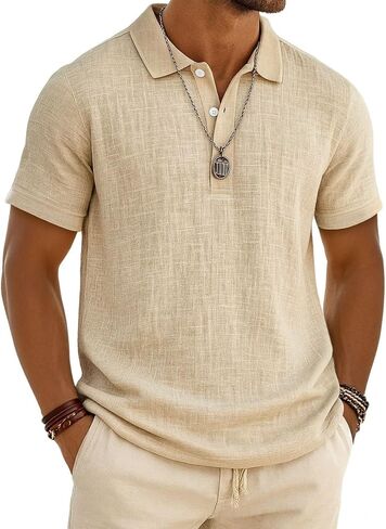 Men's 2026 Cotton Polo Shirt Short Sleeve Casual Summer Shirts Classic Collared Golf Shirt in Kuwait