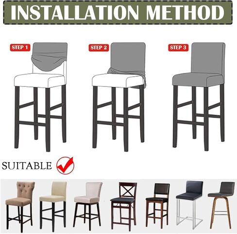 Bar Stool Covers with Back Velvet Barstool Chair Covers Slipcovers Stretch Pub Chair Cover Washable Counter Stool Cover Protector for Kitchen Dining Room Set of 4 Dark Orange in Saudi Arabia