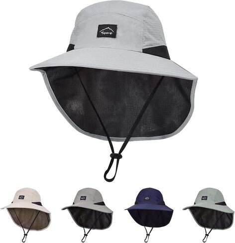 قبعة Comfoex Kids Sun Hat بعامل حماية من الأشعة فوق البنفسجية 50+ مع غطاء للرقبة، قبعات شاطئ سريعة الجفاف وقابلة للتعديل للأولاد والبنات من سن 4 إلى 10 سنوات in Kuwait