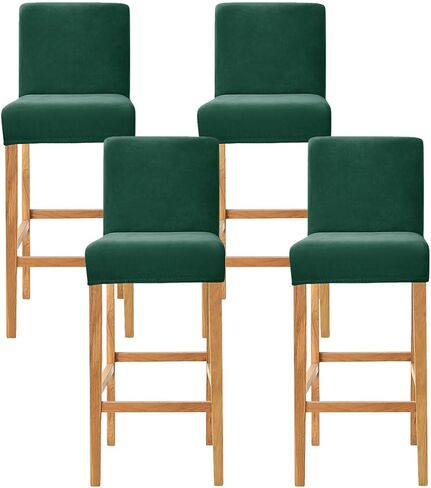 Bar Stool Covers with Back Velvet Barstool Chair Covers Slipcovers Stretch Pub Chair Cover Washable Counter Stool Cover Protector for Kitchen Dining Room Set of 4 Dark Orange in Saudi Arabia