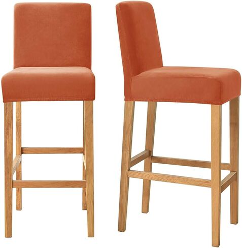 Bar Stool Covers with Back Velvet Barstool Chair Covers Slipcovers Stretch Pub Chair Cover Washable Counter Stool Cover Protector for Kitchen Dining Room Set of 4 Dark Orange in Saudi Arabia