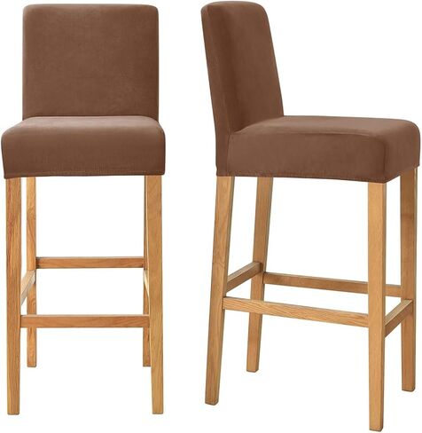 Bar Stool Covers with Back Velvet Barstool Chair Covers Slipcovers Stretch Pub Chair Cover Washable Counter Stool Cover Protector for Kitchen Dining Room Set of 4 Dark Orange in Saudi Arabia