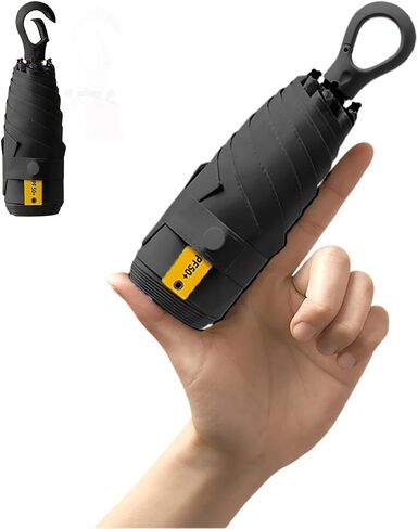 Mini Travel Umbrella UV Protection - Small Folding Parasol with Carabiner Ring Handle/UPF 50+/Ultra-Lightweight/Compact/Telfon/Women/Men/Kids in Kuwait