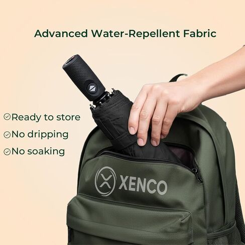 XENCO® مظلة سفر قابلة للطي مقاومة للرياح، إغلاق تلقائي مدمج، إطار قوي ذو 10 أضلاع، مظلة مزدوجة التهوية للرياح والأمطار القوية، حماية من الأشعة فوق البنفسجية 50+، مظلة محمولة طاردة للماء للرجال والنساء، أسود in Kuwait
