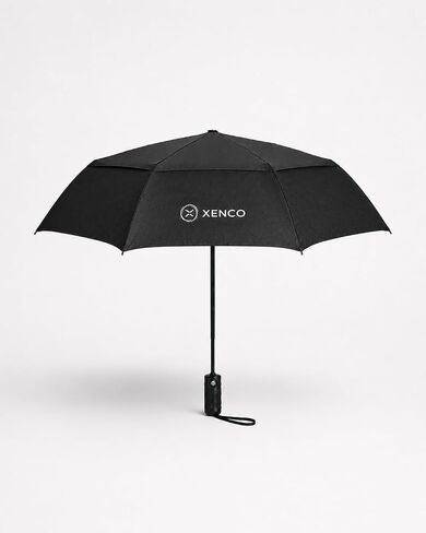 XENCO® مظلة سفر قابلة للطي مقاومة للرياح، إغلاق تلقائي مدمج، إطار قوي ذو 10 أضلاع، مظلة مزدوجة التهوية للرياح والأمطار القوية، حماية من الأشعة فوق البنفسجية 50+، مظلة محمولة طاردة للماء للرجال والنساء، أسود in Kuwait