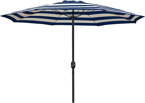 In The Swim 9' Steel Umbrella - Indigo Stripe Outdoor Patio Umbrella with Manual Crank & Weather-Resistant Fabric in Saudi Arabia
