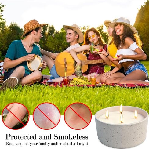 Citronella Candles Outdoor for Patio, 22oz Large 4-Wick Natural Soy Wax Candle, 100-Hour Long Lasting Citronella Oil Candle in Decorative Ceramic Jar for Backyard, Garden, Deck, Summer Nights in Saudi Arabia